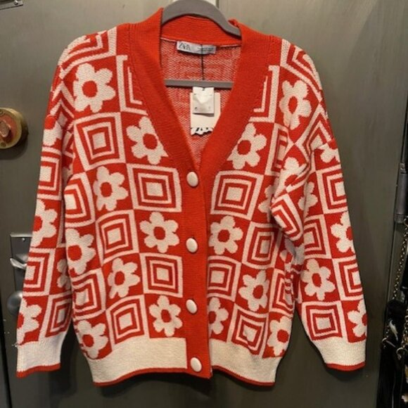 RETRO KNIT JACQUARD FLORAL CARDIGAN - Picture 4 of 16